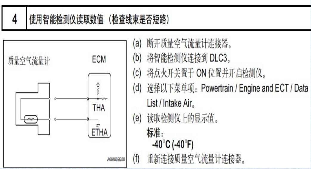 進(jìn)氣溫度傳感器的檢測(cè) 進(jìn)氣溫度傳感器的電阻檢測(cè)